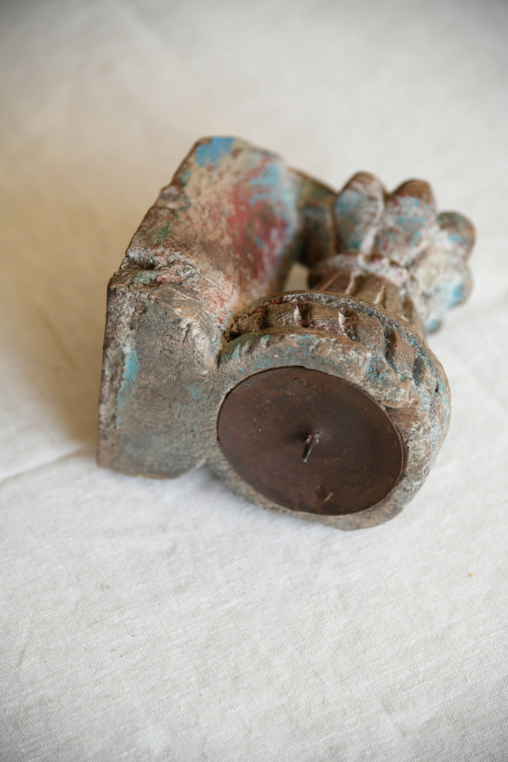 Antique Carved Wooden Candle Sconce