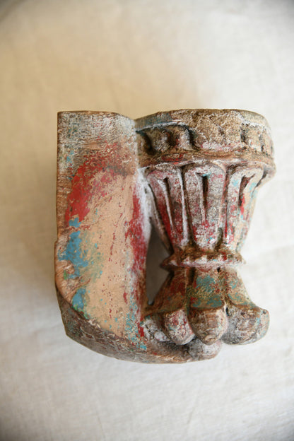 Antique Carved Wooden Candle Sconce