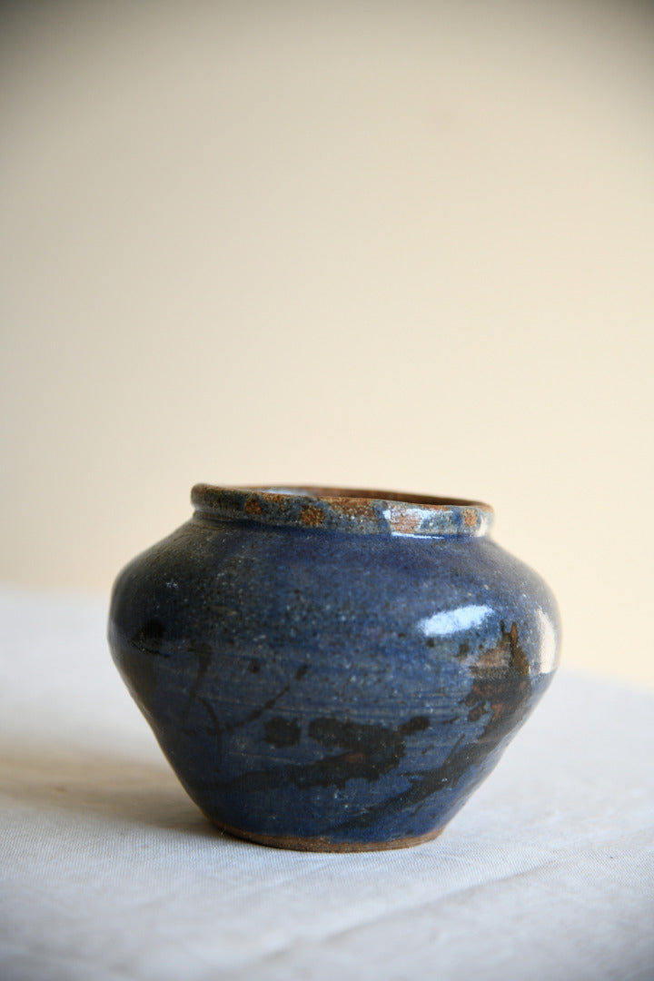 Studio Pottery Vase | Mottled Blue Glaze