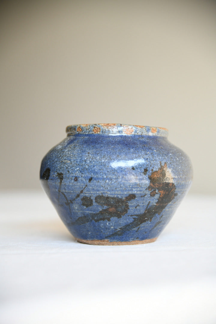 Studio Pottery Vase | Mottled Blue Glaze