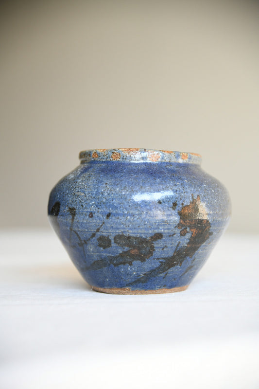 Studio Pottery Vase | Mottled Blue Glaze