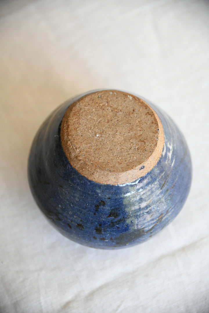Studio Pottery Vase | Mottled Blue Glaze