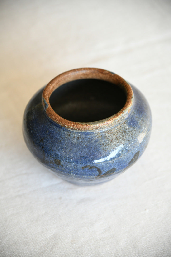 Studio Pottery Vase | Mottled Blue Glaze