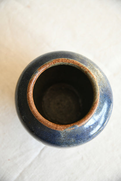 Studio Pottery Vase | Mottled Blue Glaze