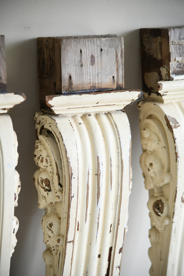 Set of 5 Antique Carved Teak Corbels