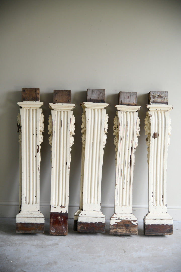 Set of 5 Antique Carved Teak Corbels