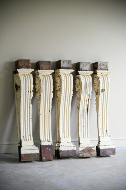 Set of 5 Antique Carved Teak Corbels