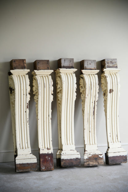 Set of 5 Antique Carved Teak Corbels