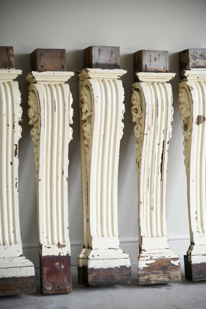 Set of 5 Antique Carved Teak Corbels