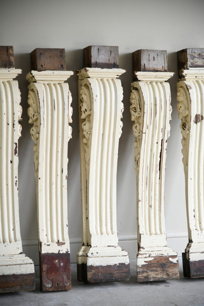 Set of 5 Antique Carved Teak Corbels