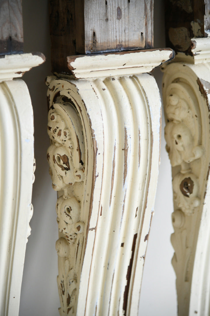 Set of 5 Antique Carved Teak Corbels