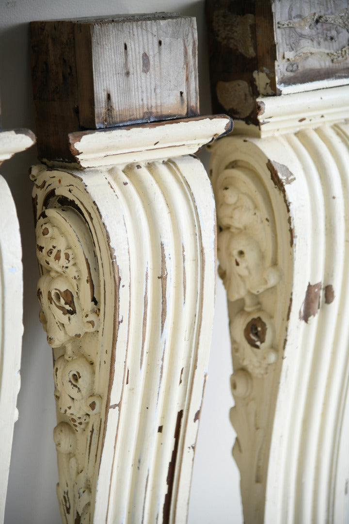 Set of 5 Antique Carved Teak Corbels