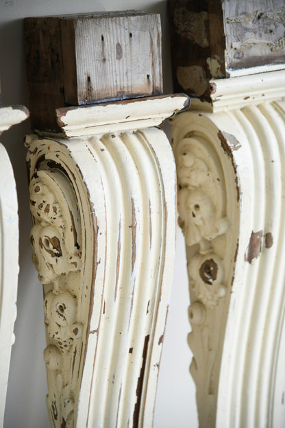 Set of 5 Antique Carved Teak Corbels