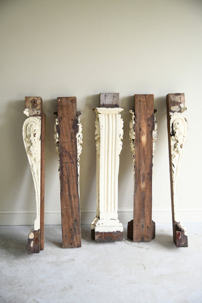 Set of 5 Antique Carved Teak Corbels