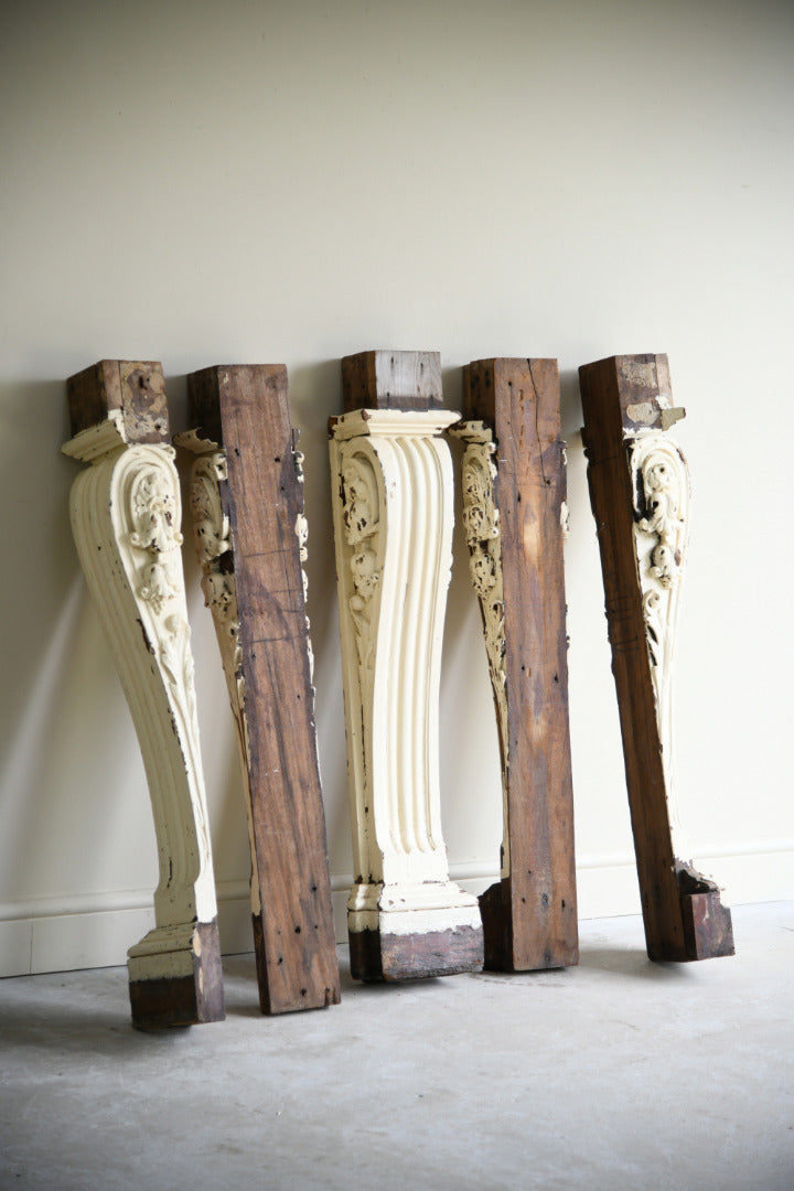 Set of 5 Antique Carved Teak Corbels