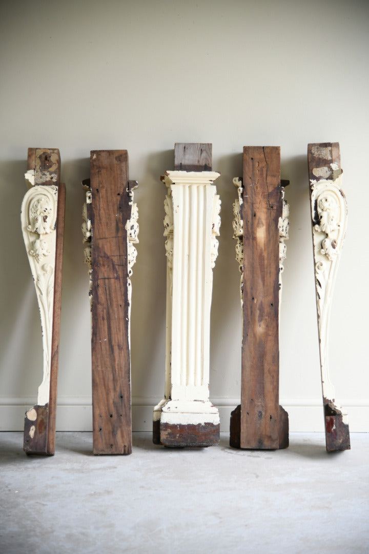 Set of 5 Antique Carved Teak Corbels