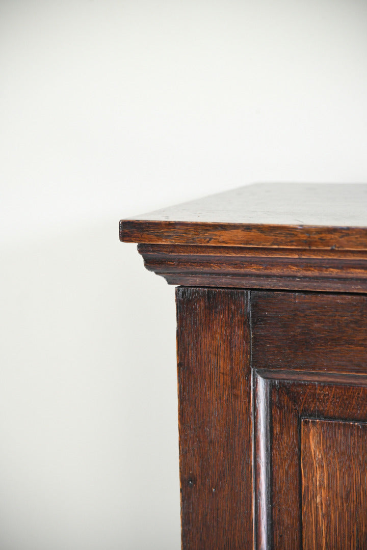 Antique Oak Panelled Two Door Cupboard Linen Press