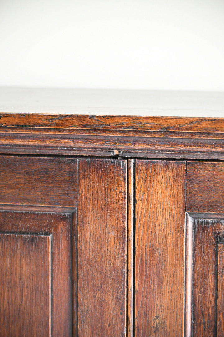Antique Oak Panelled Two Door Cupboard Linen Press