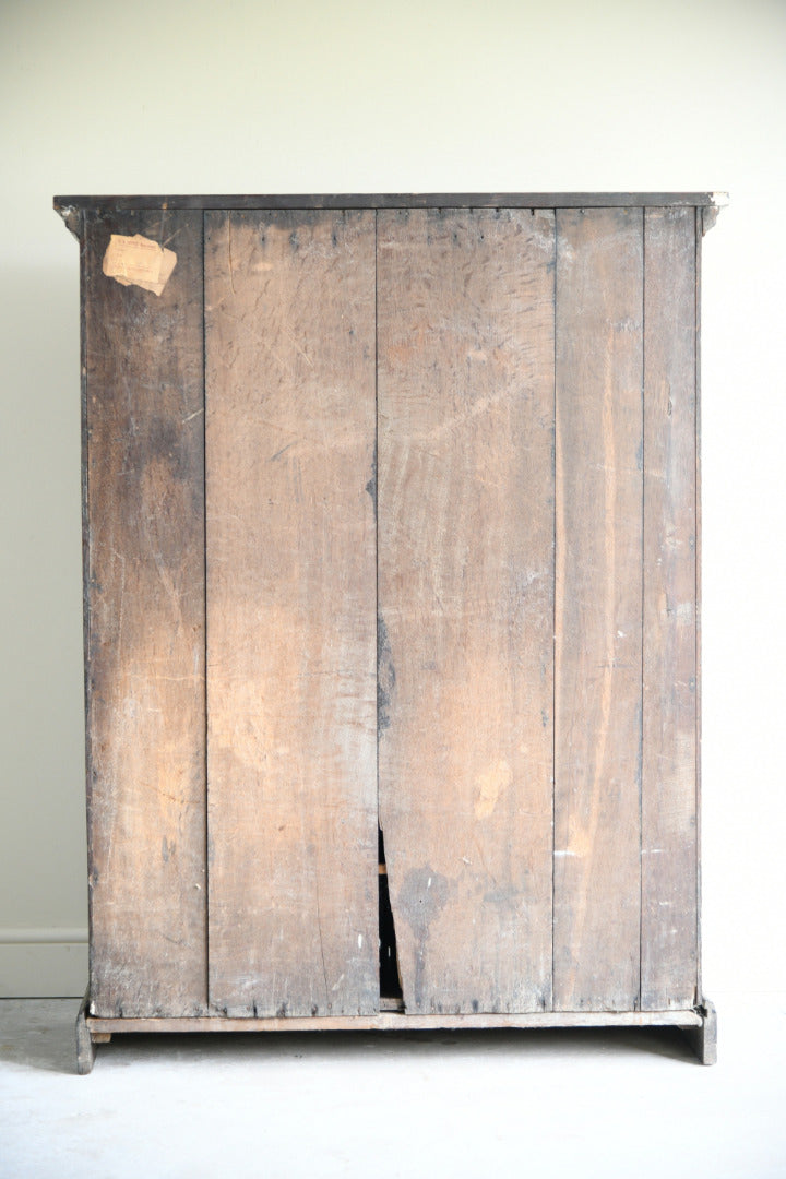 Antique Oak Panelled Two Door Cupboard Linen Press