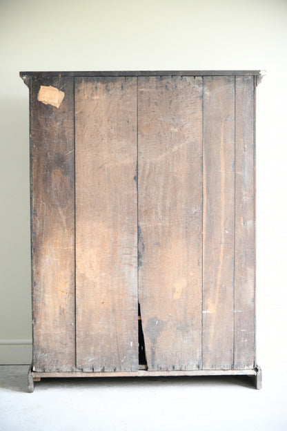 Antique Oak Panelled Two Door Cupboard Linen Press