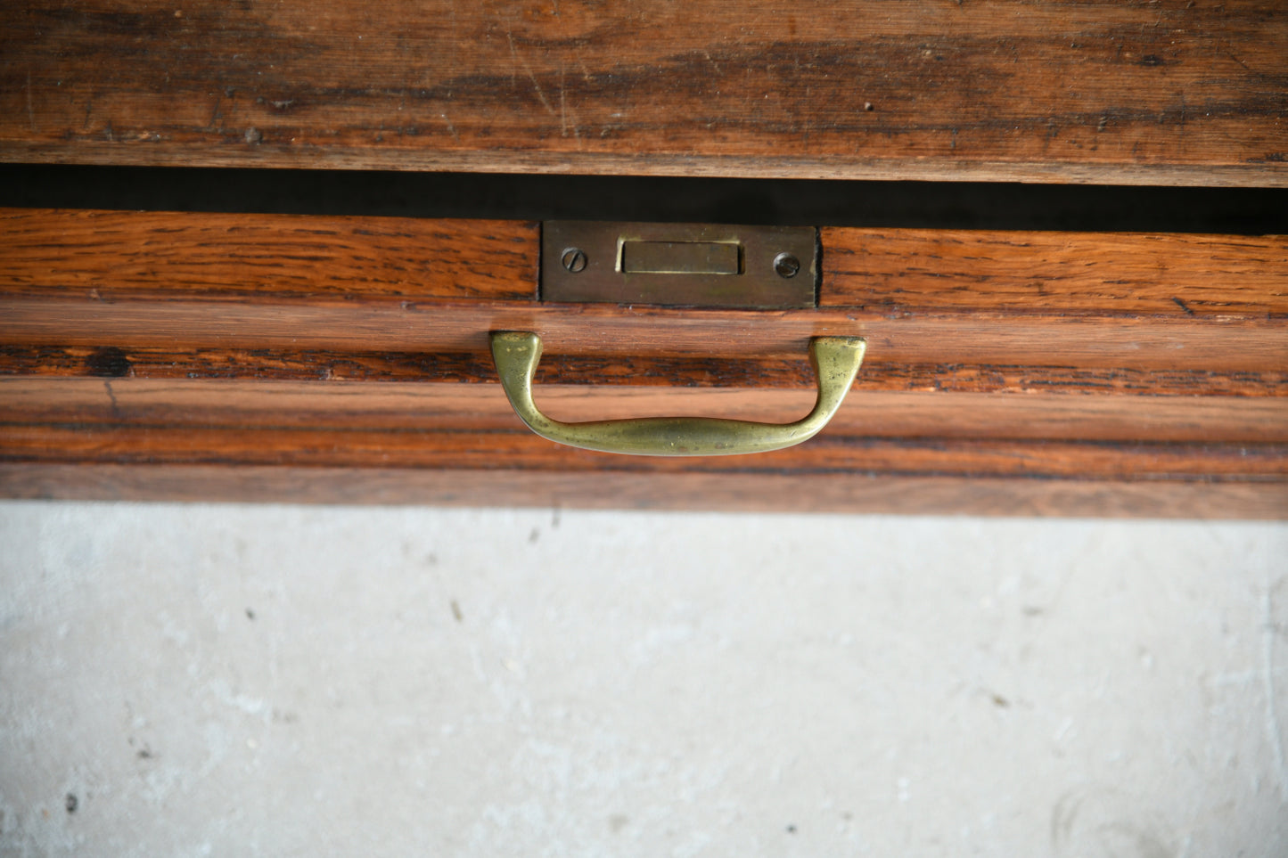 Vintage Oak Tambour Front Filing Cabinet