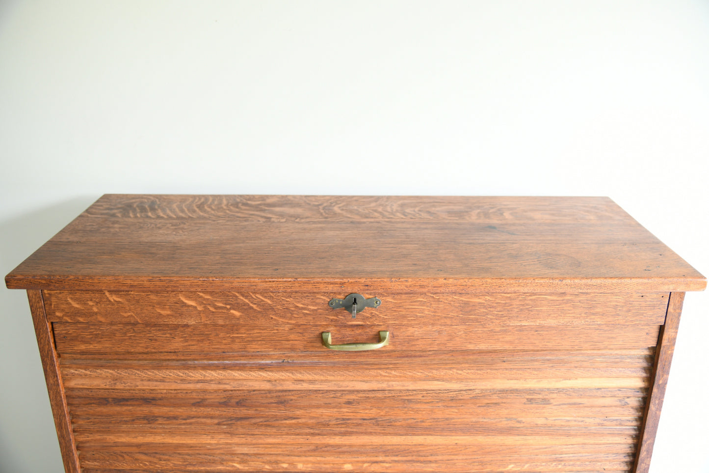 Vintage Oak Tambour Front Filing Cabinet