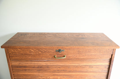 Vintage Oak Tambour Front Filing Cabinet