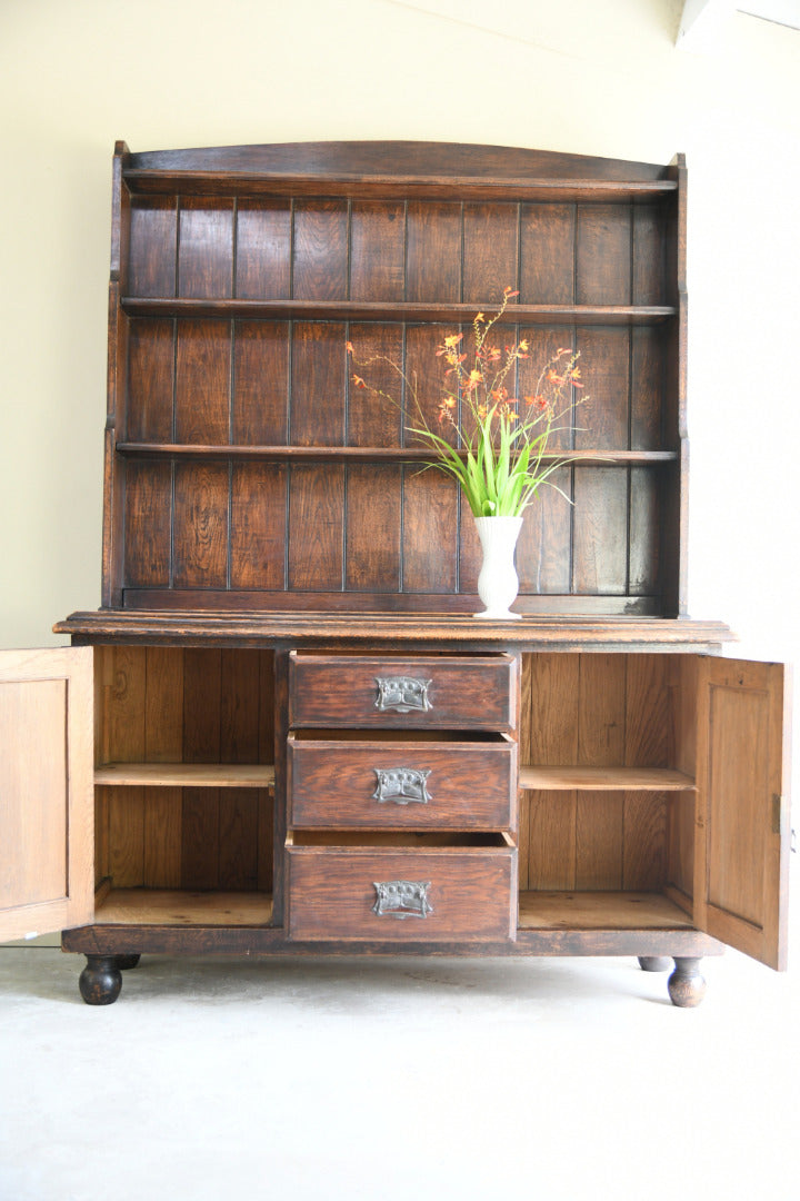 Antique Oak Welsh Dresser with Plate Rack