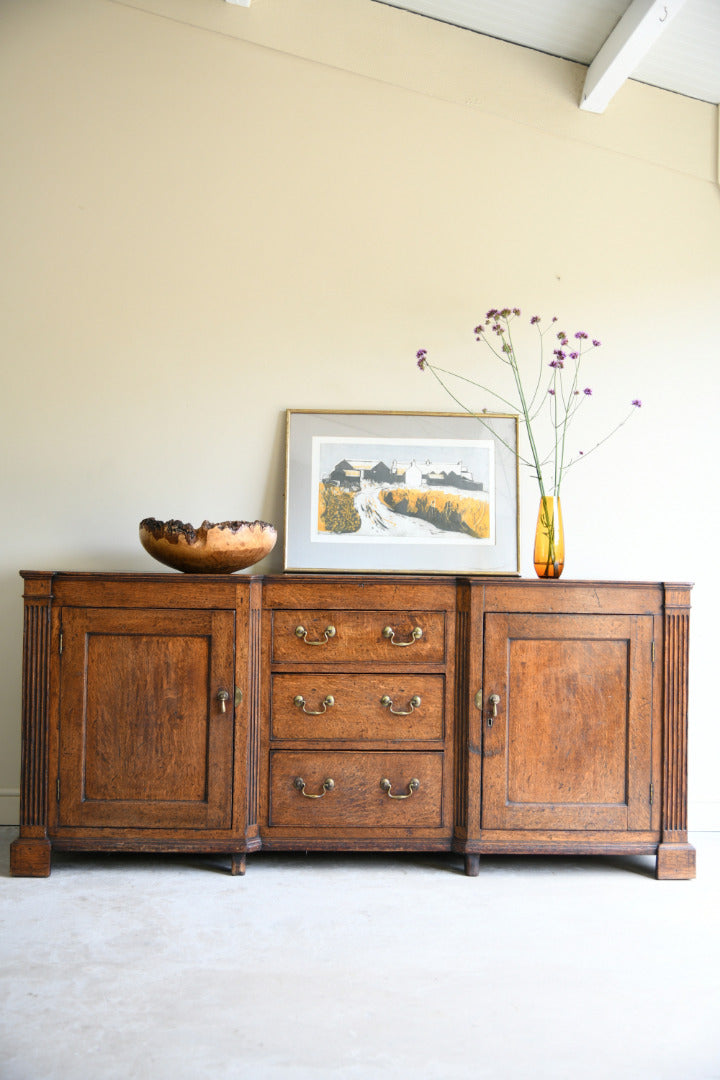 Georgian Oak Dresser Base with Fluted Corners