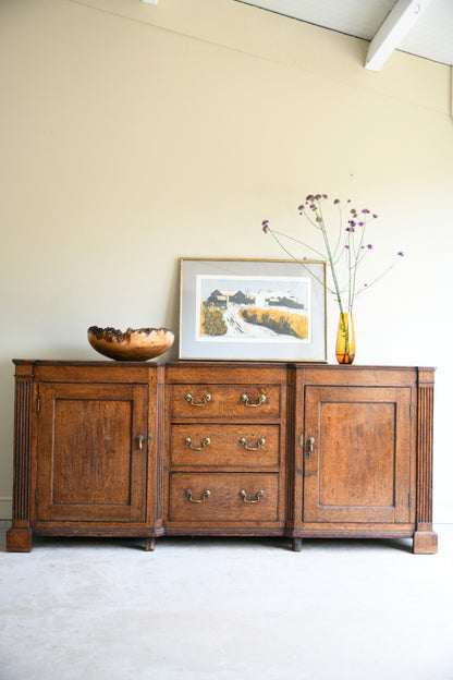 Georgian Oak Dresser Base with Fluted Corners