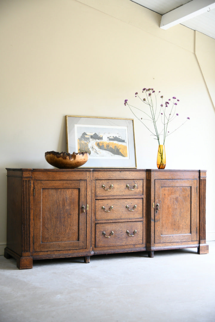 Georgian Oak Dresser Base with Fluted Corners