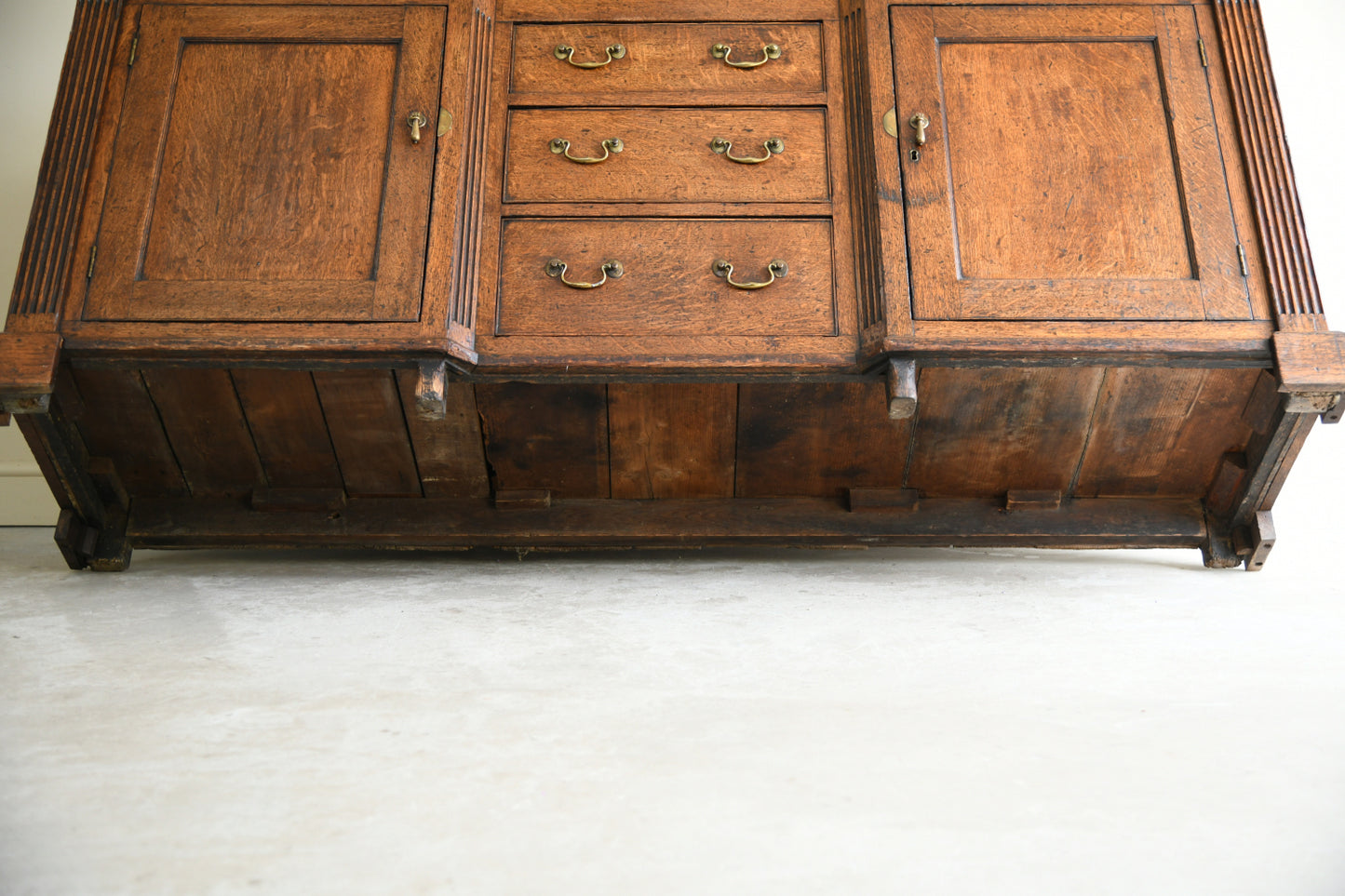 Georgian Oak Dresser Base with Fluted Corners