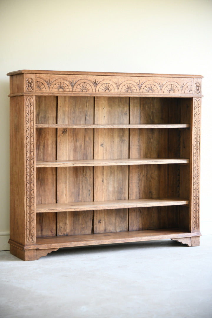 Victorian Carved Oak Open Bookcase