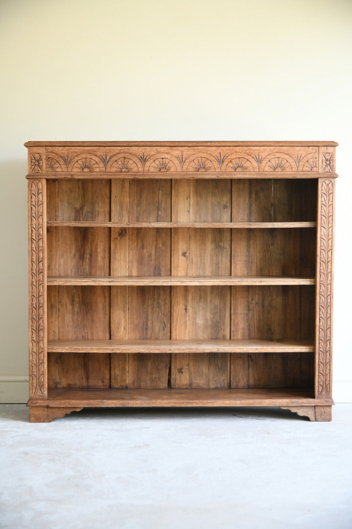 Victorian Carved Oak Open Bookcase