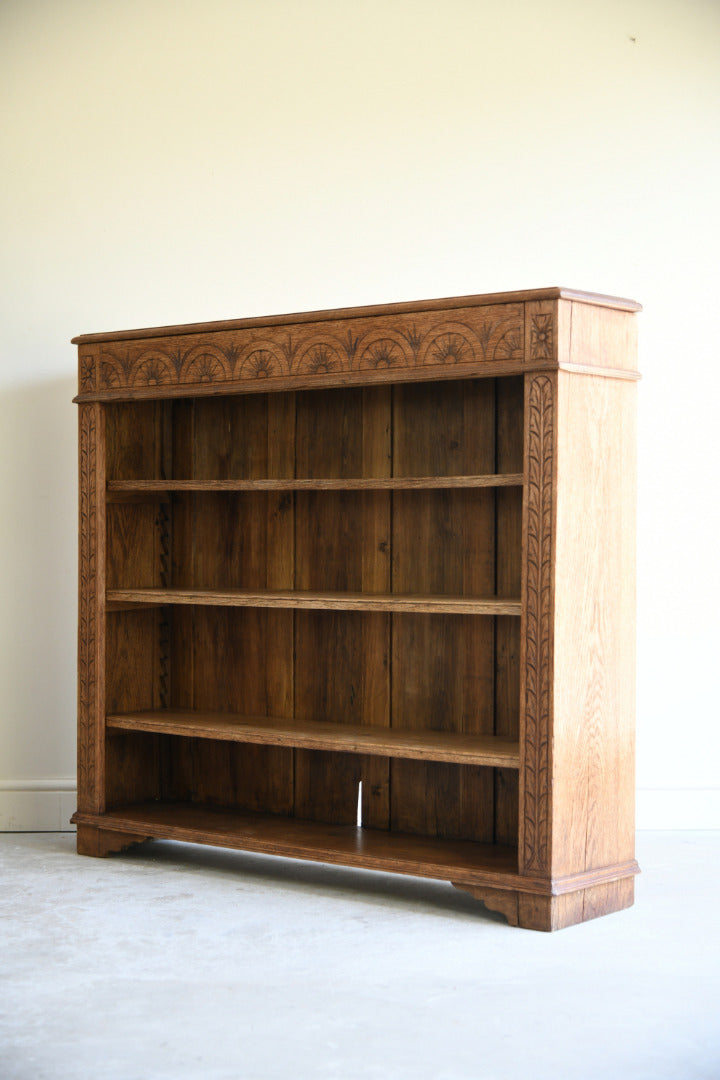 Victorian Carved Oak Open Bookcase