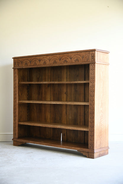Victorian Carved Oak Open Bookcase