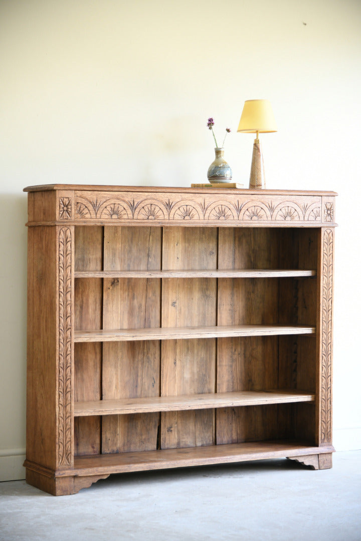 Victorian Carved Oak Open Bookcase