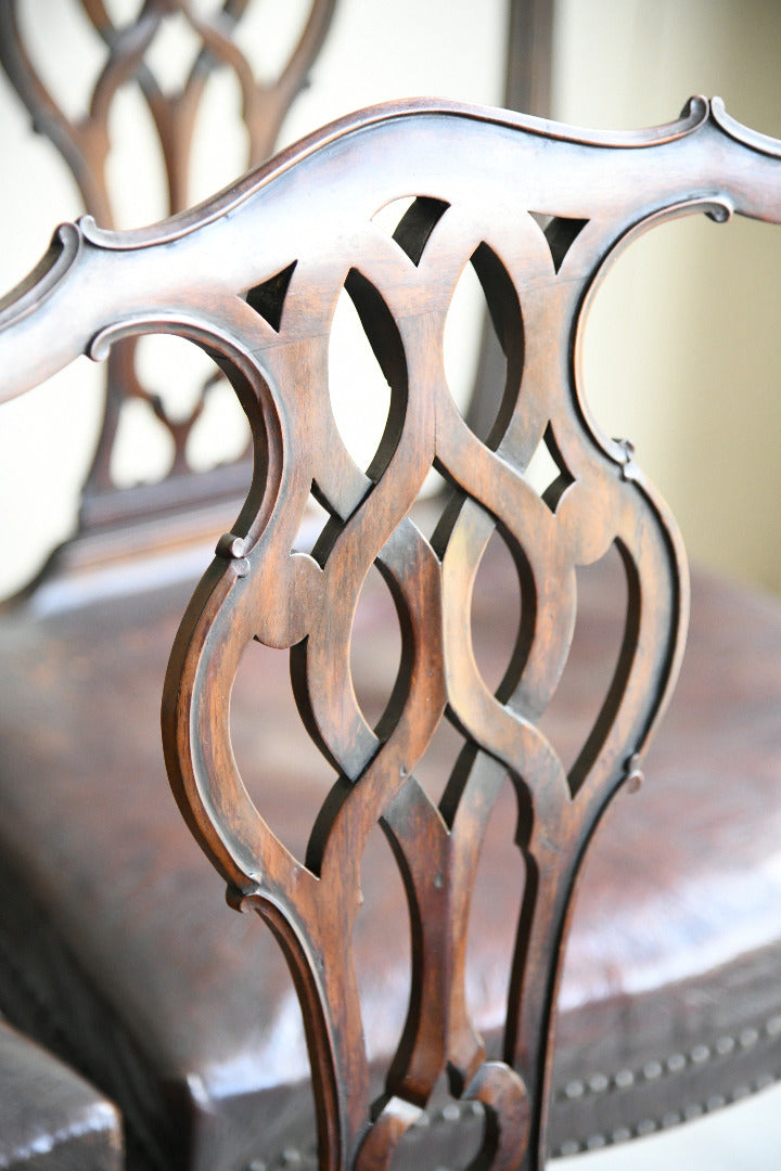 Set of 6 + 1 Victorian Mahogany Chippendale Style Dining Chairs
