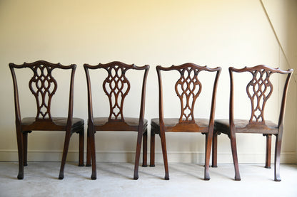 Set of 6 + 1 Victorian Mahogany Chippendale Style Dining Chairs