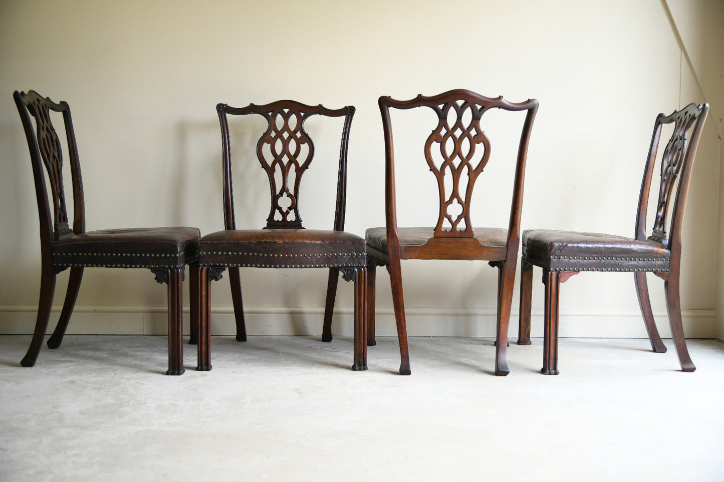 Set of 6 + 1 Victorian Mahogany Chippendale Style Dining Chairs