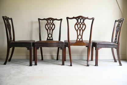 Set of 6 + 1 Victorian Mahogany Chippendale Style Dining Chairs