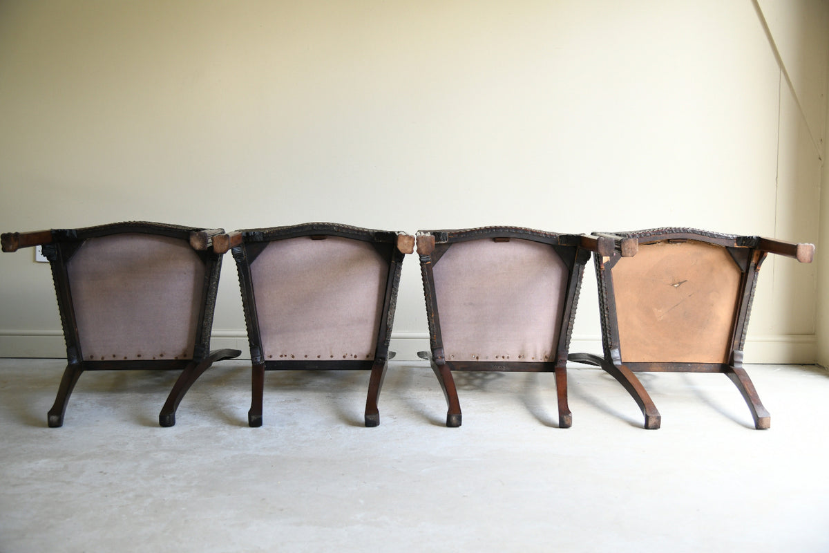 Set of 6 + 1 Victorian Mahogany Chippendale Style Dining Chairs