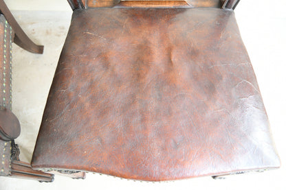 Set of 6 + 1 Victorian Mahogany Chippendale Style Dining Chairs