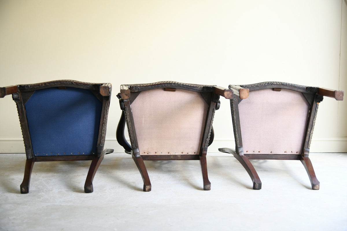 Set of 6 + 1 Victorian Mahogany Chippendale Style Dining Chairs