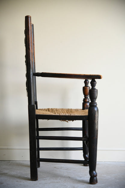 Antique Oak Spindle Back Armchair