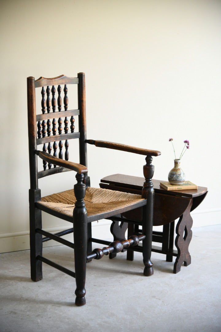 Antique Oak Spindle Back Armchair