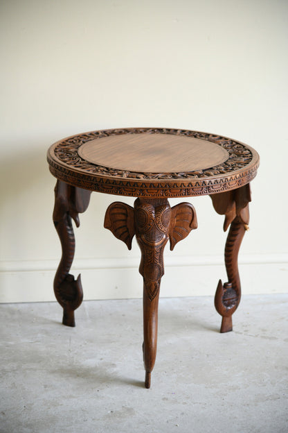 Anglo Indian Carved Elephant Occasional Table