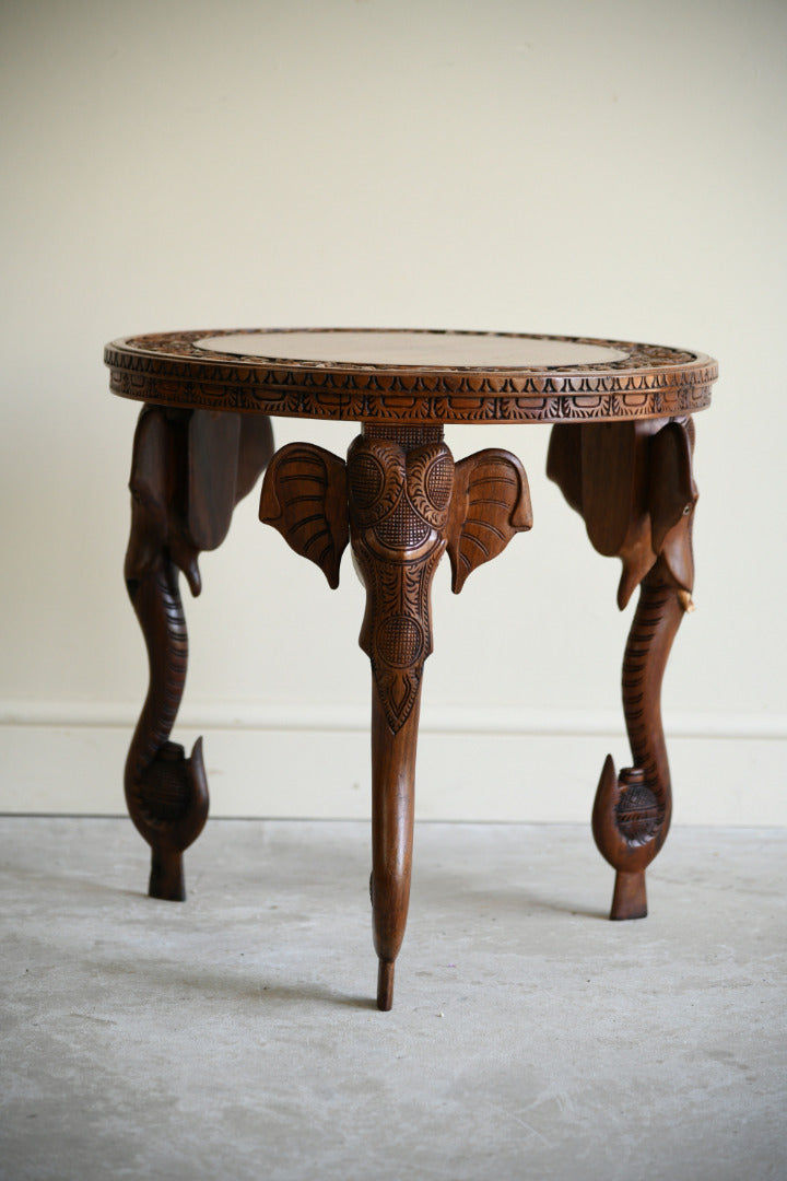 Anglo Indian Carved Elephant Occasional Table