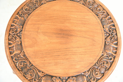 Anglo Indian Carved Elephant Occasional Table