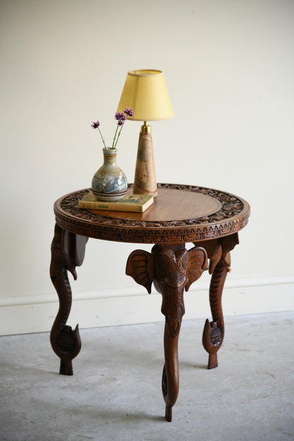 Anglo Indian Carved Elephant Occasional Table